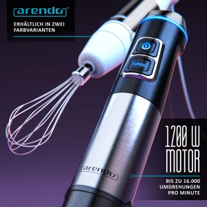 Stabmixer Arendo MEXO 1200W Motor DC Set 3 in 1 cu Pahar Gradat - Img 5