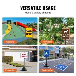 Stalp portabil VEVOR, suport pentru semne din fonta de 1,52 m2, suport pentru role pentru semne stradale fara parcare, semn de parcare pentru persoane cu dizabilitati, cu baza, negru - Img 7
