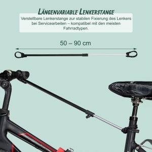 Stand de reparatii bicicleta Relaxdays, ajustabil 110-190 cm, cu suport unelte - Img 5
