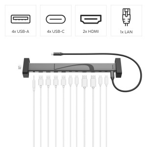 Statie de andocare USB C Hama 12 porturi Ultra HD 4K, Aluminiu - Img 3