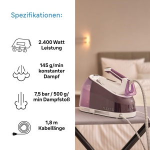 Statie de calcat Braun CareStyle 5 IS5247VI 2400W Abur vertical Rezervor 2L Violet - Img 5