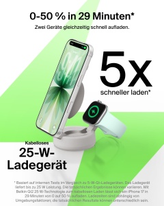 Statie de incarcare inductiva Belkin UltraCharge Pro 2-in-1, 25W, bej - Img 2