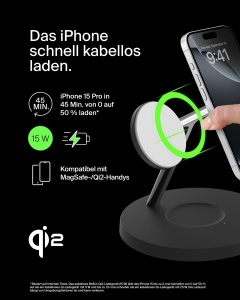 Statie de incarcare wireless Belkin BoostCharge Pro 3-in-1, 15W, MagSafe, Negru - Img 3