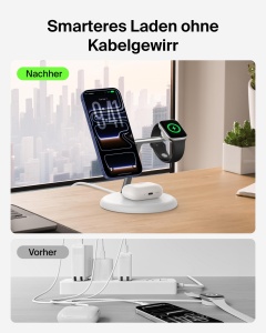 Statie de incarcare wireless Belkin UltraCharge 3-in-1, 25W, alba - Img 5