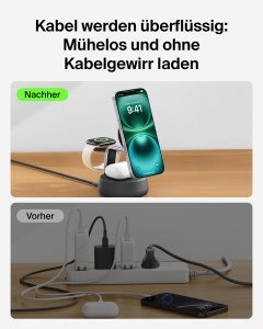 Statie de incarcare wireless Belkin UltraCharge Pro 25W 3-in-1, Negru - Img 6