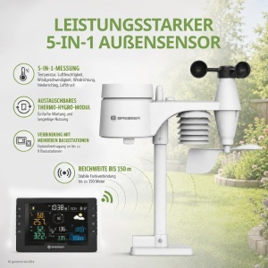 Statie Meteo Bresser Azores Profi cu 5-in-1 Senzor Exterior, Display Colorat - Img 6