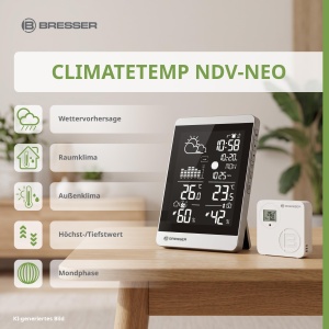 Statie Meteo Bresser ClimateTemp NDV-NEO, cu Senzor Exterior, ArgintieNeagra - Img 3