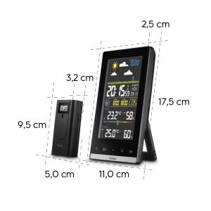 Statie Meteo Hama Jamaika cu Senzor Exterior, Display Colorat, Alarma de Inghet, Negru - Img 3