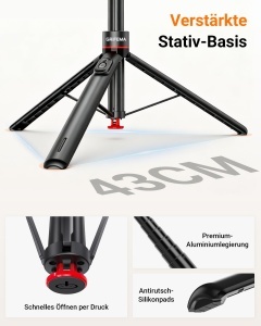 Stativ pentru Smartphone GRIFEMA Handy, 175cm, Aluminiu, Negru - Img 2