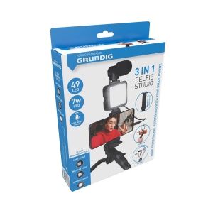 Stativ pentru Smartphone Grundig cu Lampa si Microfon, Negru, pentru Telefoane de 53-84 mm - Img 2