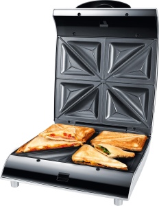 Steba SG40 Sandwich Maker / 4 x 2 XXL Big American Toast / 1200 W Argintiu - Img 2