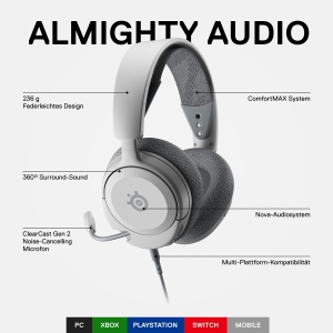 SteelSeries Arctis Nova 1 Gaming Headset Alb Hi-Fi Surround 360deg - Img 3