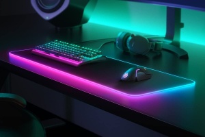 SteelSeries QcK Prism Cloth XL - Mouse Pad pentru jocuri - Iluminare RGB cu 2 zone - Dimensiune XL (900mm x 300mm x 2mm) - Img 5