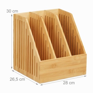Stehsammler Bambus Relaxdays, 3 Facher, pentru documente A4, 30 x 28 x 26,5 cm - Img 4