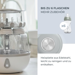Sterilizator aburi Nuvita Sterieasy 1083 pentru 6 biberoane, inox, BPA free - Img 4