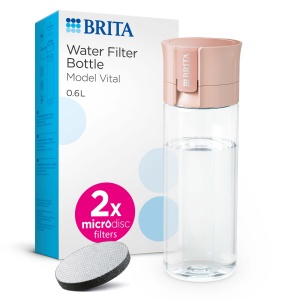 Sticla cu filtru de apa BRITA Model Vital Rosa (600 ml) cu 2 filtre MicroDisc pentru a fi hidratat oriunde, indeparteaza clorul, impuritatile, hormonii si conserva mineralele. - Img 1