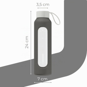 Sticla de apa Wessper B1, 500ml, borosilikat, gri, cu scala de hidratare - Img 4