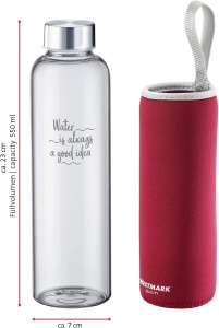 Sticla de Apa Westmark Viva, 550 ml, Sticla din Sticla cu Husa, Rosie - Img 8