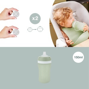 Sticla de baut Babymoov 150ml, cu 2 suzete, din silicon, verde - Img 4