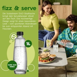 Sticla de sticla SodaStream DUO 1L, 2 bucati, design elegant - Img 6