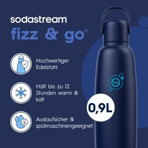 Sticla din otel inoxidabil SodaStream Fizz Go 0,9L, Blueberry - Img 2