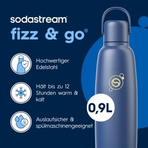 Sticla din otel inoxidabil SodaStream Fizz Go 0,9L, culoare albastra - Img 3