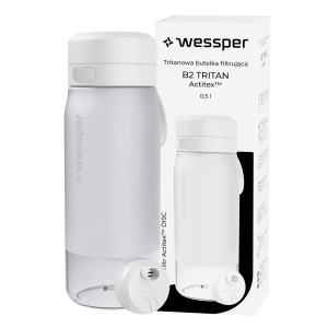 Sticla filtranta Wessper B2 Tritan 500ml, filtrare Actitex, alba