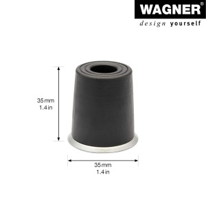 Stopper pentru usa WAGNER VULKANO MIDI, 35mm, inox, cauciuc, argintiunegru - Img 3