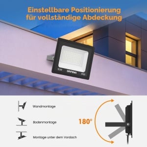 Stralucitor LED 50W GRIFEMA, 5500LM, 6500K, Negru - Img 3