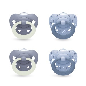 Sucea pentru bebelusi NUK First Choice Classic, 0-6 luni, ortodontica, albastra, 4 bucati