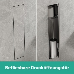 Suport de perete pentru periuta de dinti hansgrohe XtraStoris Rock, inox, cu usa beflisabila - Img 8