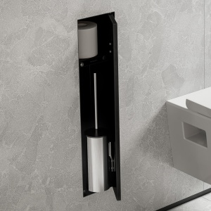 Suport de perete pentru periuta de dinti hansgrohe XtraStoris Rock, mattschwarz, cu suport pentru hartie - Img 6