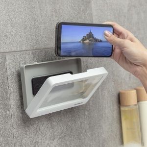 Suport de perete pentru smartphone InnovaGoods Cashower, impermeabil, alb sau gri - Img 5