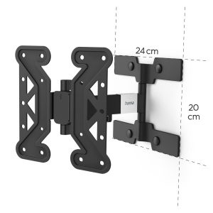 Suport de perete TV Hama pivotant, Tiltable, Slim (suport TV de 19-48 inch pentru televizoare de pana la 25 kg, max. VESA 200x200, 1 brat, suport extensibil incl. dibluri Fischer si sablon de gaurire) negru - Img 7