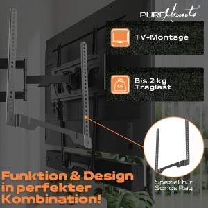 Suport difuzor PureMounts pentru Sonos Ray, negru, montare usoara, stabilitate ridicata - Img 2