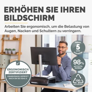 Suport monitor Fellowes Breyta 100 reciclabil 3 niveluri de inaltime negru - Img 2