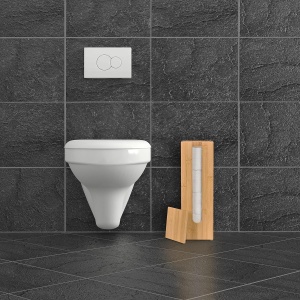 Suport pentru hartie igienica din bambus, pentru 4 role, Relaxdays, 42x13,5x13,5 cm - Img 3