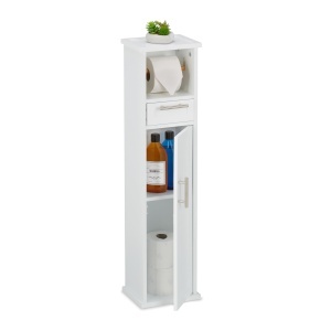 Suport pentru hartie igienica Relaxdays, albsilver, cu sertar, design modern