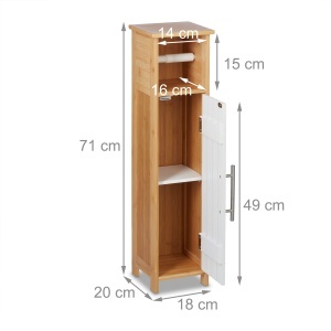 Suport pentru hartie igienica Relaxdays, MDF si Bambus, 71x18x20 cm, albmaro - Img 4