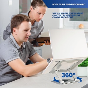 Suport pentru laptop Ewent cu baza rotativa din aliaj de aluminiu 360, suport ergonomic reglabil pe inaltime, ventilat, reglabil, suport pliabil pentru laptop, pentru laptop de 10-17,3" - Img 3