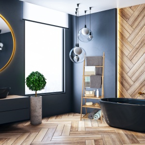 Suport pentru prosoape din bambus Relaxdays, 3 stangi, 3 rafturi, 4 carlige - Img 3