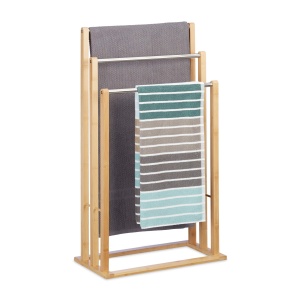 Suport pentru prosoape Relaxdays, 3 brate, bambus, 84x48x26 cm, design modern