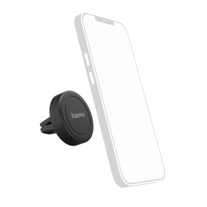Suport pentru telefon mobil Hama Car Magnet, suport pentru telefon auto magnetic (suport pentru smartphone pentru ventilatie, compatibil cu toate smartphone-urile, rotitor la 360deg, format portret, format peisaj) negru
