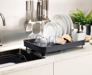 Suport pentru uscare vase Joseph Joseph Extend extensibil cu tava colectoare si suport tacamuri Gri - Img 4