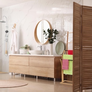 Suport prosoape Relaxdays, Bambus, 3 bare, 82 x 42 x 24 cm, NaturalNegru - Img 5