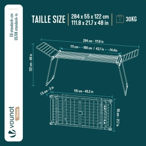 Suport rufe VOUNOT extensibil 284 cm, metal, negru, cu flancuri laterale - Img 3