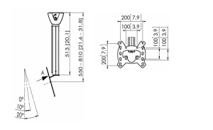 Suport TV de Tavan Vogels PFC 585, Ajustabil 850-1350 mm, Compatibil 19-42 inch, Argintiu - Img 4