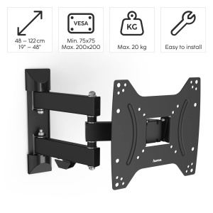 Suport TV Hama Wandhalterung Negru 19-48 inch Schimbare unghi 180deg 20 kg - Img 2
