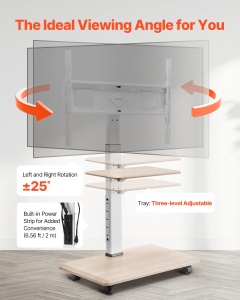 Suport TV mobil VEVOR PCT01-2 pentru televizoare de 32-70 inch, 40 kg, inaltime ajustabila - Img 5