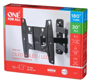 Suport TV One for All WM4251, 19-43 inch, inclinabil 15, rotativ 180, negru - Img 2